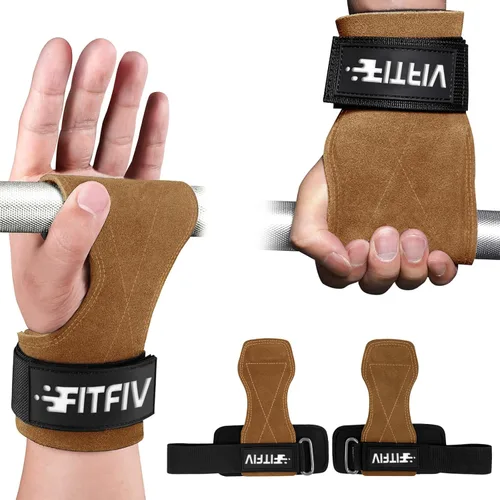 Vista 12 de Correa de muñeca de levantamiento de pesas, correas de cuero dobles para entrenamiento de fuerza en el gimnasio, muñequeras acolchadas de neopreno