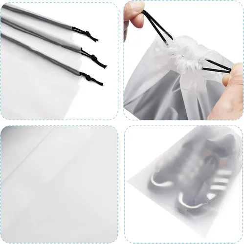 Vista 3 de Vorspack Bolsas transparentes para zapatos de viaje, grandes y transparentes, bolsa de almacenamiento con cuerda para hombres y mujeres, paquete