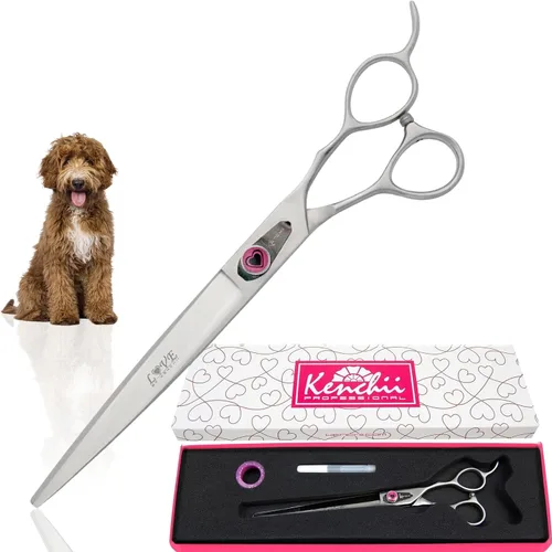 Vista 11 de Kenchii Tijeras de aseo para perros Love de 7 pulgadas rectas
