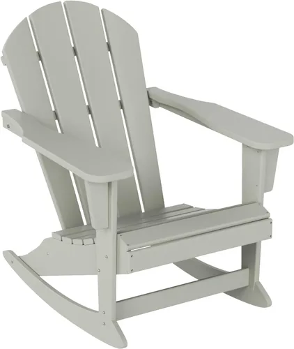 Vista 60 de WestinTrends Silla mecedora Malibu de poliéster para exterior/patio Adirondack, Negra