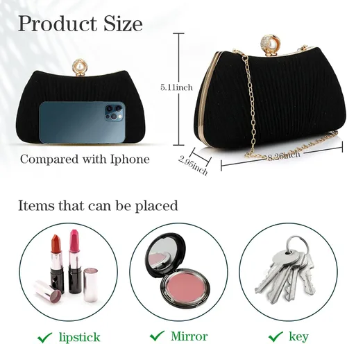Vista 4 de Bolso de mano para mujer bolsa de noche brillante con asa superior bolso cruzado tejido bolsa de hombro para boda fiesta de graduación