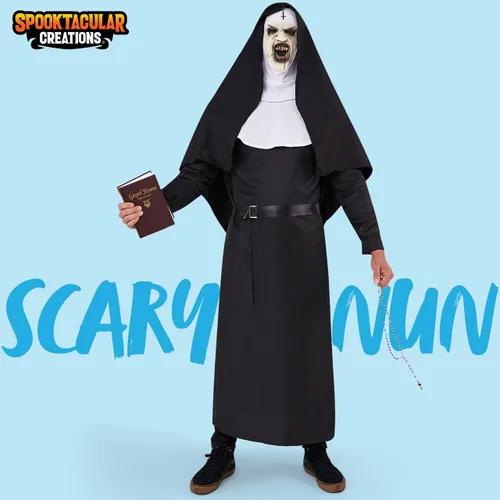 Vista 2 de Spooktacular Creations Disfraz de monja aterradora para hombres adultos para fiesta de disfraces de Halloween juego de rol suministros de fiesta