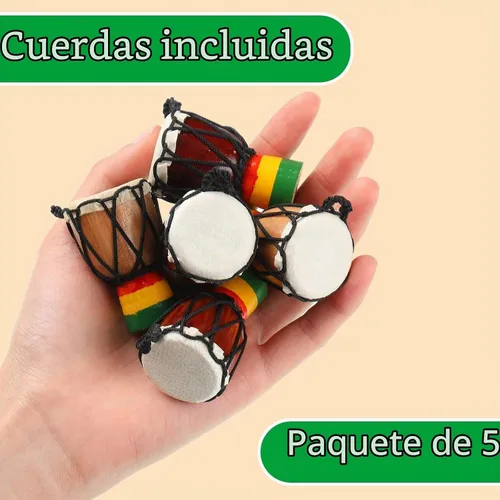Vista 2 de Sureio 5 collares de instrumento Djembe con mini colgante de tambor africano de madera clásica de mano Congo joyería collar de percusión