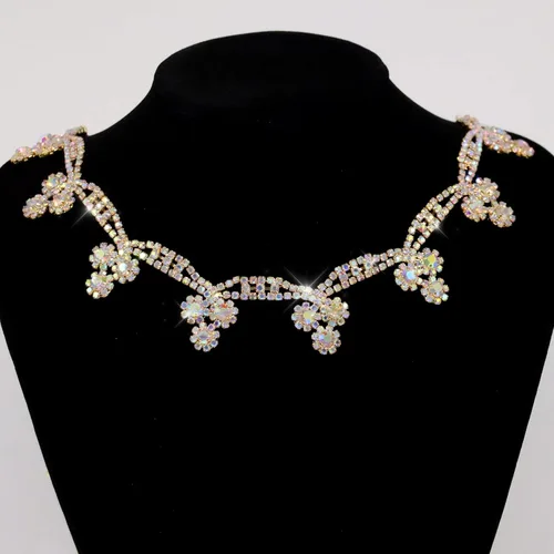 Vista 3 de Cadena de cierre de diamantes de imitación de cristal de 1 yarda con cuentas de perlas, cinta de encaje nupcial para decoración de fiesta de boda