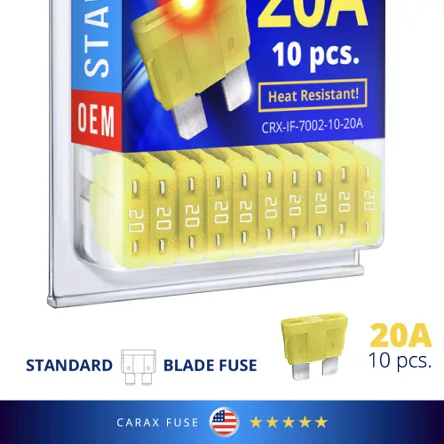 Vista 3 de CARAX Fusible incandescente – Fusible Premium estándar/hoja regular ATC/ATO/ATS – Kit de 20 A 10 piezas – Fusible automotriz LED brillante al soplar