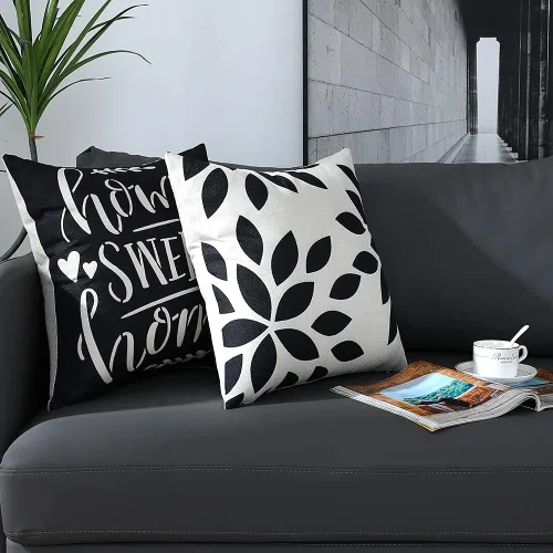 Vista 3 de Juego de 4 fundas de almohada cuadradas de 20 x 20 pulgadas, fundas de almohada cuadradas de 20 x 20 pulgadas, fundas de almohada bohemias y Negro