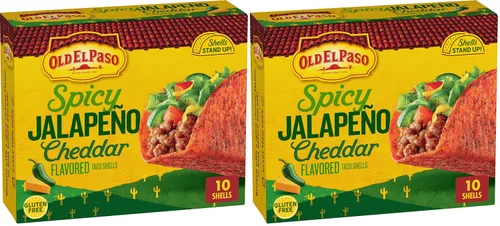 Vista 6 de Old El Paso Stand 'N Stuff - Conchas de taco con sabor a jalapeño picante y cheddar, sin gluten, 10 unidades, 5.4 onzas