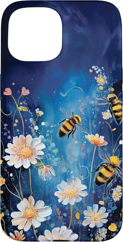 Vista 6 de Bees and Wildflowers on Dark Blue Case for iPhone 17