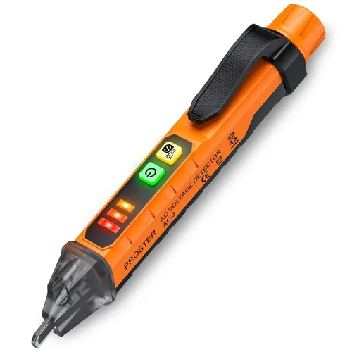 Vista 9 de Probador de Voltaje sin Contacto Proster - Detector de Voltaje AC Ajustable, Probador de Voltaje Eléctrico 12-1000V/48-1000V con Linterna LED