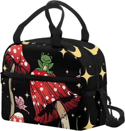 Vista 10 de Bolsas de almuerzo aisladas con diseño de cactus verdes para mujer, reutilizable, a prueba de fugas, con correa de hombro ajustable, portátil