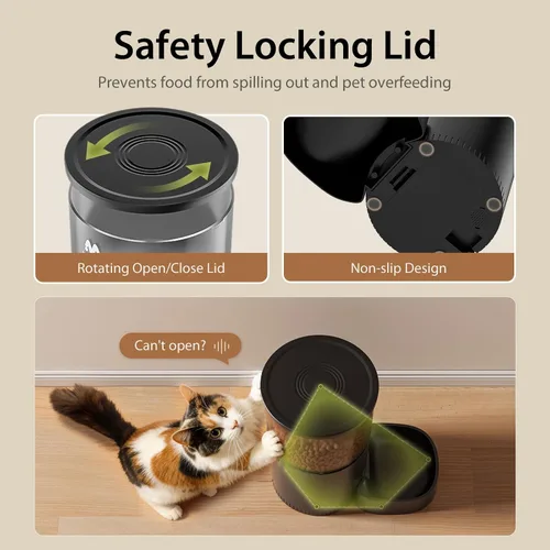 Vista 6 de IMIPAW Alimentadores automáticos para gatos, dispensador de alimentos secos para gatos con temporizador de 3 litros, fuente de alimentación doble