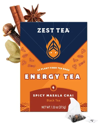 Vista 13 de Bolsas de Té Zest Energy – Té negro Blue Lady de Maracuyá – Té con alta cafeína para energía matutina, enfoque y claridad – Té natural con cafeína