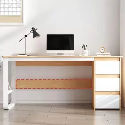 Vista 5 de Escritorio rectangular de oficina con 3 cajones, mesa de estudio, escritorio para estudiantes, escritorio para escribir, laptop, oficina en casa