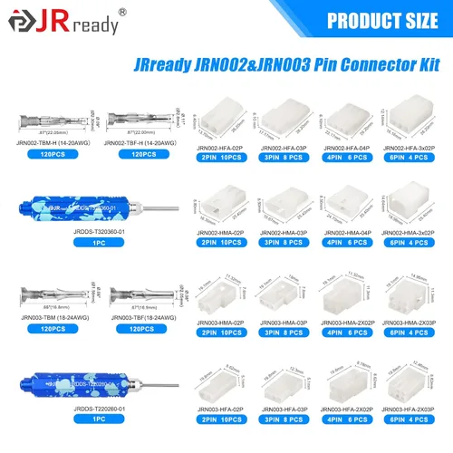 Vista 2 de JRready ST6554 Kit de Conectores de 2 3 4 6 Pines.093”.062” Herramienta de Extracción de Pines Molex Extractor de Terminales Engarzadas