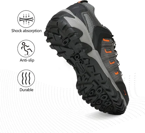 Vista 5 de NORTIV 8 Zapatos de senderismo impermeables para hombre, zapatos de senderismo de cuero para exteriores, senderismo, camping, caminata