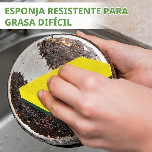 Vista 3 de SCRUBIT Esponja exfoliante resistente, hecha de celulosa resistente, respetuosa con el medio ambiente, dura meses de limpieza de cocina resistente