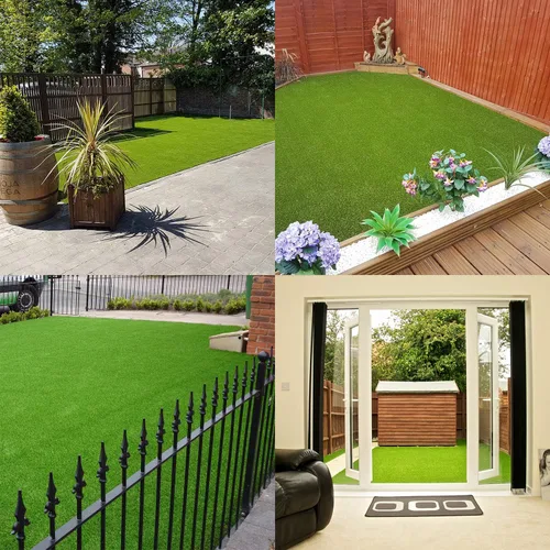 Vista 4 de Césped Artificial Premium de 1.38 Pulgadas de Altura de Pelo, Alfombra de Césped Falso Realista y Grueso, Césped Sintético para Exterior Jardín