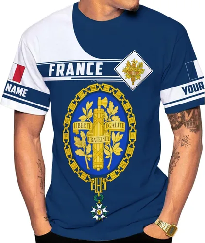 Vista 2 de Vybonz - Camisa personalizada de Francia para hombres y mujeres, Torre Eiffel París, camiseta con capucha de Francia, ropa de fútbol con bandera