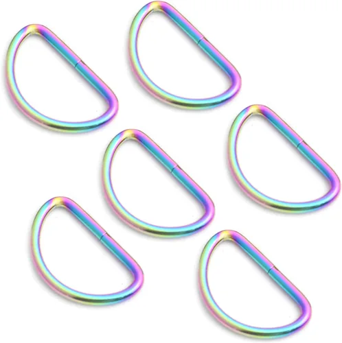 Vista 9 de Ganchos giratorios de metal arcoíris con anillos en D arcoíris y hebillas deslizantes para bolso de arco iris Tri-Glides
