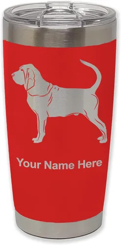Vista 34 de LaserGram Vaso aislado al vacío de 20 onzas, perro sabueso, grabado personalizado incluido (negro)