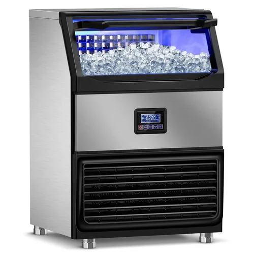 Vista 11 de Máquina de hielo debajo del mostrador, 95 libras/día con contenedor de almacenamiento de 35 libras, 40 cubos en 10 minutos, puerta reversible
