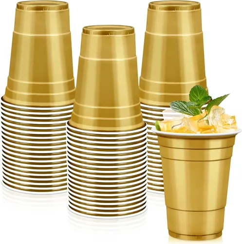Vista 14 de LANLISA 50 vasos de plástico negros, vasos desechables de 16 onzas, tazas para beber para suministros de fiesta