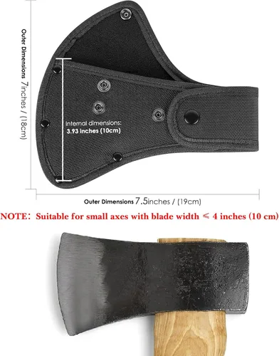 Vista 2 de Linkidea Funda de nailon para hacha de 4 pulgadas, funda protectora de hacha de doble broche para acampar y herramientas de supervivencia al aire