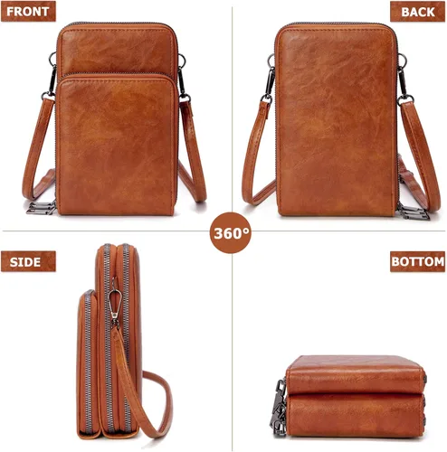 Vista 4 de myfriday Small Leather Crossbody Bag for Women with Guitar Strap Mini Crossover Bags & Shoulder Purses with 2 Card Slots