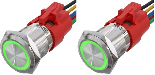 Vista 8 de APIELE Interruptor momentáneo de botón de encendido y apagado de 0.748 in de aleación de aluminio con cabezal de ojo de ángel LED de 12 V