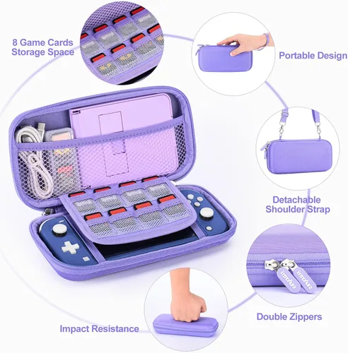 Vista 4 de Switch Lite Case - innoAura 17 in 1 Switch Lite Accessories Bundle with Switch Lite Carrying Case, Switch Game Case, Switch Lite Screen Protector