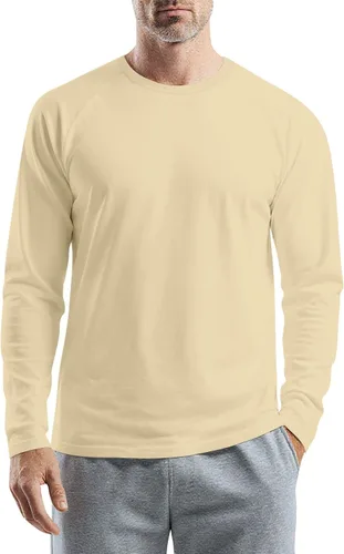 Vista 28 de Camisetas para hombre, manga larga, color sólido, cuello redondo, camisetas básicas informales, M-3XL