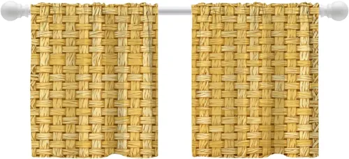 Vista 15 de Shrahala Cortinas rústicas de granja para ventanas de cocina, textura de cesta tejida, paneles de cortina rústica para ventana de granja, poliéster