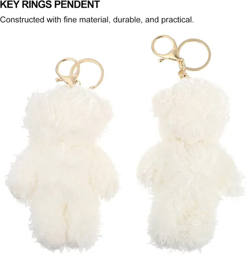 Vista 6 de Amosfun 2 llaveros de animales de peluche, colgante de bolso de mano, mano suave, colgante de oso de peluche, colgante de llavero, mochila