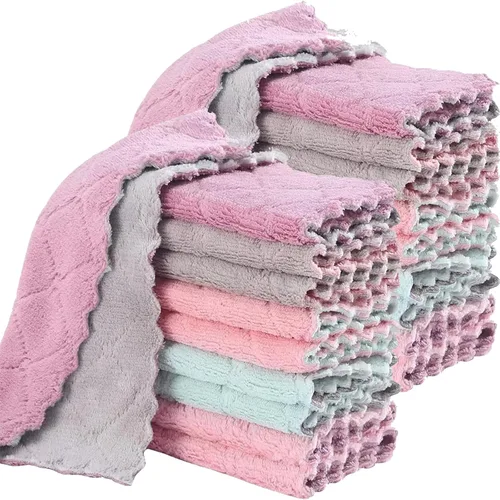 Vista 7 de Paquete de 12 paños de limpieza de cocina, paños de cocina súper absorbentes, paños de cocina de terciopelo coral de microfibra premium, trapos