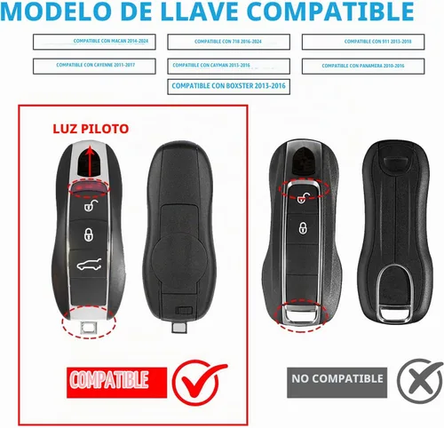 Vista 2 de QBUC Funda para llavero Porsche, 3 piezas pintadas compatibles con Porsche Cayenne Panamera Macan 911 Boxter Cayman (negro)