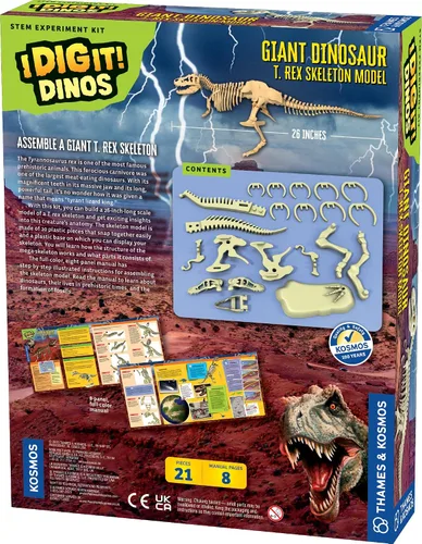 Vista 2 de Thames & Kosmos Kit de esqueleto de dinosaurio gigante Actividad STEM Construye un modelo de esqueleto T. Rex de 26 pulgadas de largo Explora