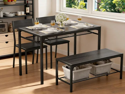 Vista 13 de Gizoon Juego de mesa de comedor para 2, mesa de cocina de 3 piezas con 2 sillas para espacios pequeños, apartamento, cocina, comedor, ahorro