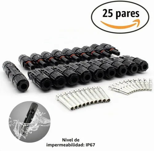 Vista 7 de 25 pares/50 conectores solares, conector impermeable IP67 macho y hembra (25 pares de conectores solares)