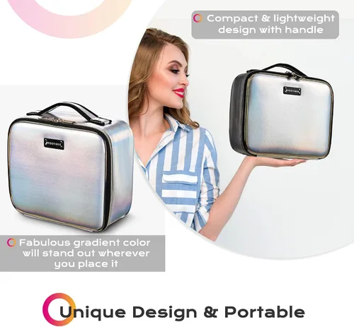 Vista 8 de BYOOTIQUE Bolsa de maquillaje de viaje para maquillaje, estuche de almacenamiento de cosméticos de 10 pulgadas, caja de almacenamiento portátil