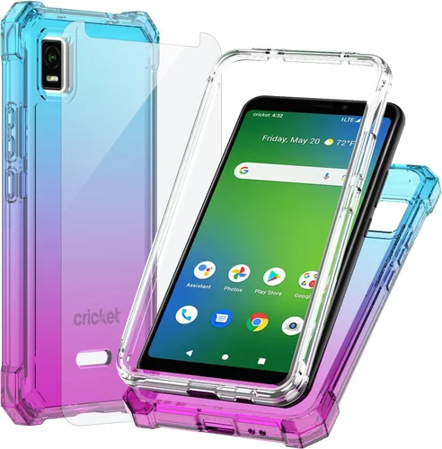 Vista 10 de Ailiber Funda para AT&T Calypso 3 (U328AA), ATT Calypso 3 con protector de pantalla de vidrio templado, protección de estructura de doble capa, a