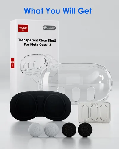 Vista 7 de DUXICEPIN Accessories for Meta Quest 3, Protective Shell Cover for Oculus Quest 3, VR Accessories Included Transparent Shell Cover, Lens Tempered