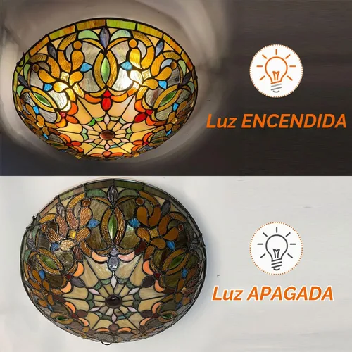 Vista 5 de ARTZONE Tiffany - Lámpara de techo empotrada con vitrales