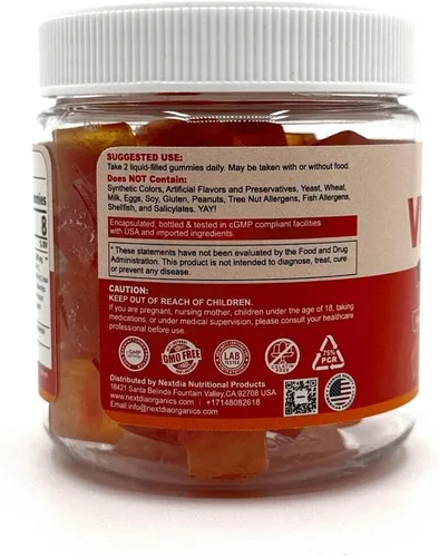 Vista 9 de Gomitas orgánicas de vitamina C de 120 mg para adultos, sin azúcar, defensa inmunológica diaria, antioxidante crudo, suplemento de vitamina C