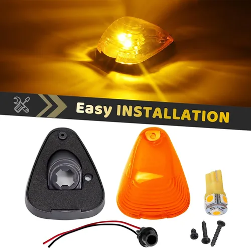 Vista 4 de Luces LED de Techo de Cabina Ámbar, Luces de Marcador de Holgura Superior, Compatibles con Super Duty F150 F250 F350 F450 F550 de 1999-2016, E150