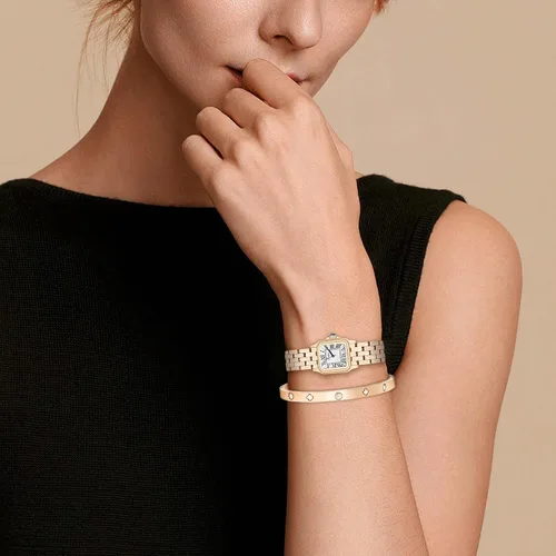 Vista 4 de Relojes dorados para mujer, delicado juego de pulsera para mujer, cuarzo japonés