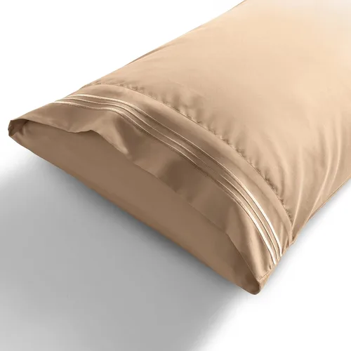 Vista 5 de P Pothuiny Fundas de almohada 100% microfibra – Fundas de almohada beige súper suaves de 20 x 30 pulgadas – Juego de 2 fundas de almohada