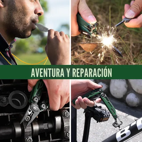 Vista 7 de MOSSY OAK Alicates Multiherramienta Mecanizados por CNC, Herramienta Múltiple 27-en-1 con Cuchillo de Bolsillo, Iniciador de Fuego y Silbato
