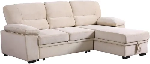 Vista 5 de Lilola Home Kipling - Sofá seccional reversible de tela de terciopelo beige