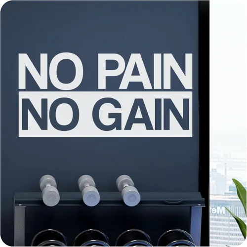 Vista 8 de My Vinyl Story No Pain No Gain Calcomanía de pared grande motivacional grande para gimnasio en casa, entrenamiento, motivacional, decoración
