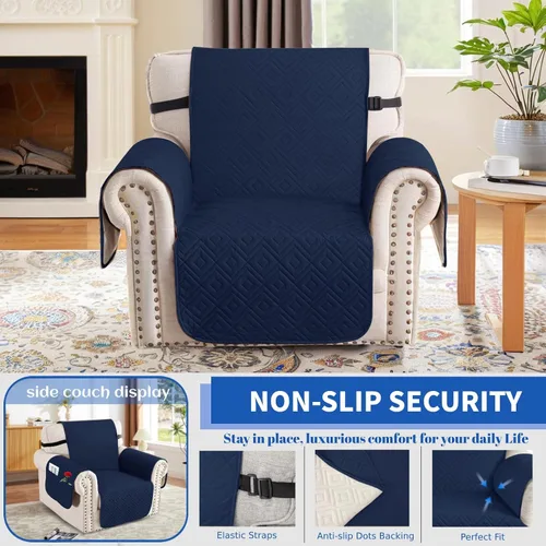 Vista 4 de XINEAGE - Funda 100% impermeable para silla y sofá para mascotas, funda antideslizante para sofá lavable, funda para silla con 1 cojín, protector